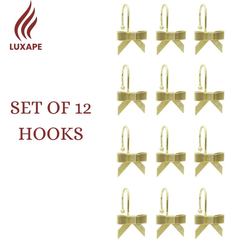 Luxape 12PCS Decorative Bow Shower Curtain Hooks Gold, Bow Knot Curtain Hooks Shower Rings for Bathroom Baby Room Nursery Art Decors (Gold) - Image 5